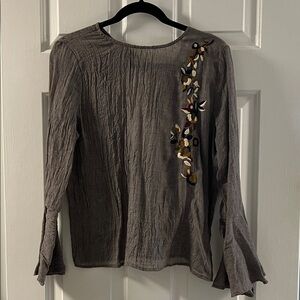Embroidered Gray Women's Top